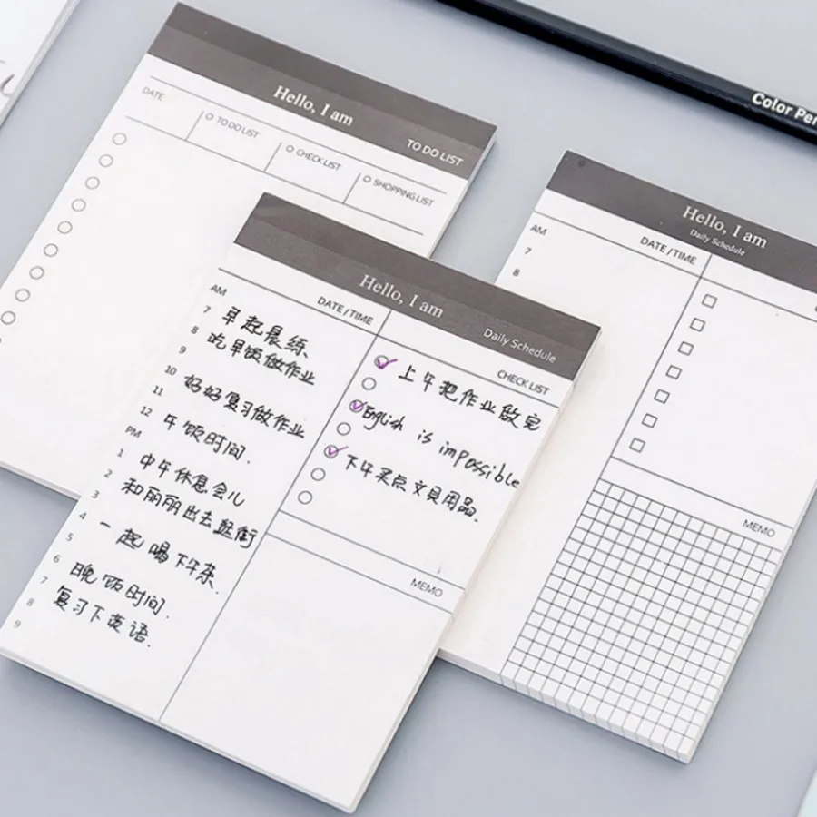 دفتر جدول الأعمال اليومي الأسبوعي مذكرة قابلة للتمزيق للقيام بقائمة الأهداف جداول العادة ملاحظة مذكرة القرطاسية مكتب اللوازم المدرسية
