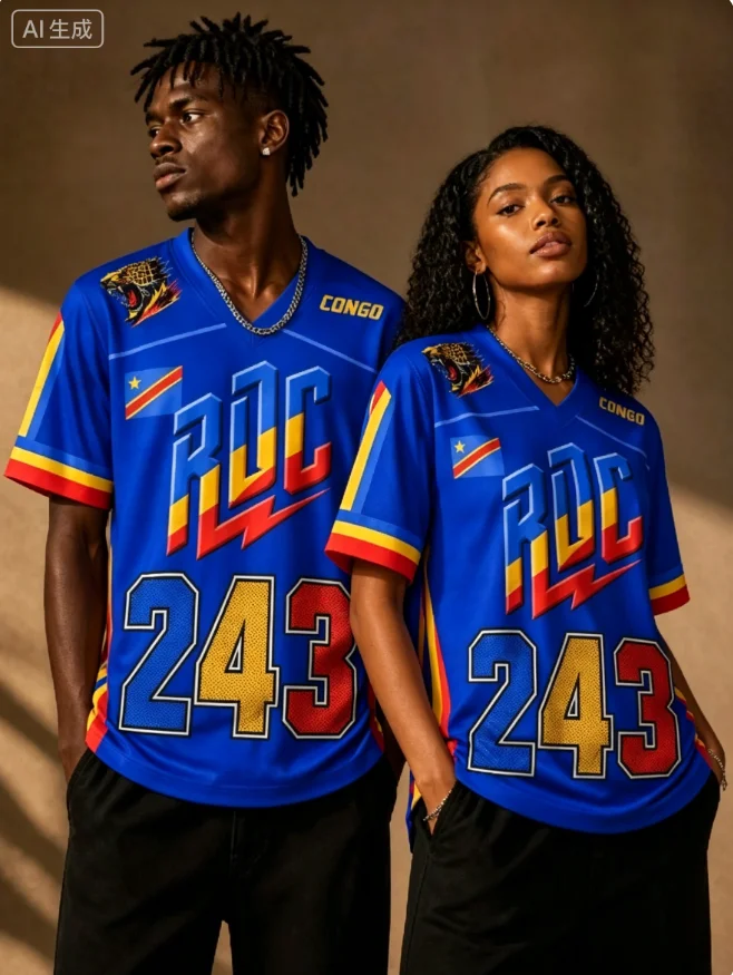 2026 Democratic Republic of The Congo Football Jersey 3D Printed Graphic Sports Shirt Men's T-shirt Street Style Women's T-shirt
