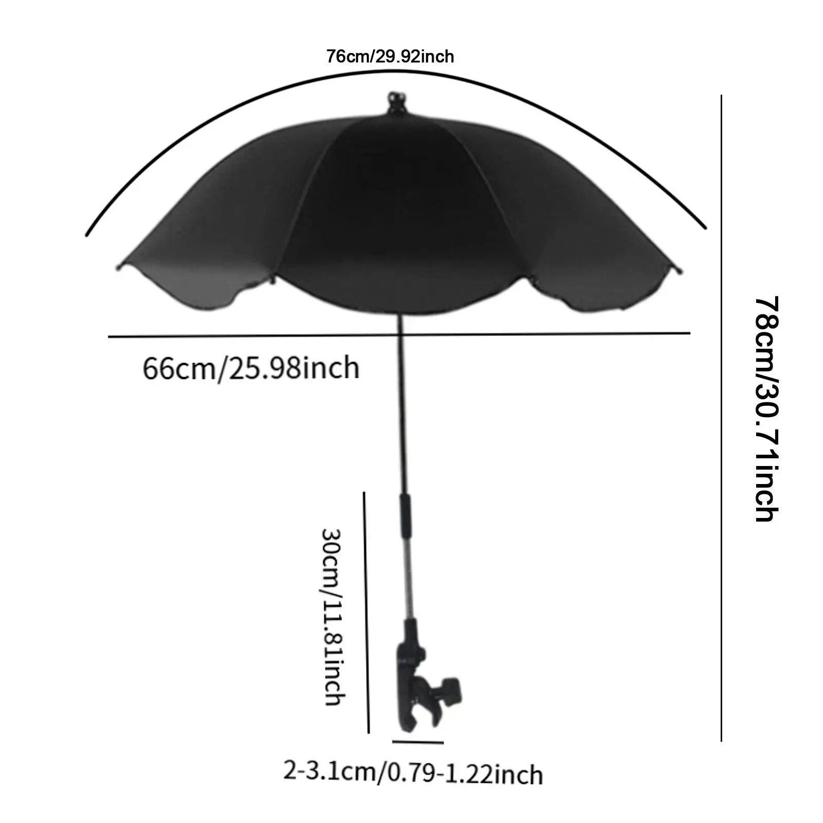 Beach Chair Umbrella with Clip Multipurpose Waterproof for Deck Pool Outdoor