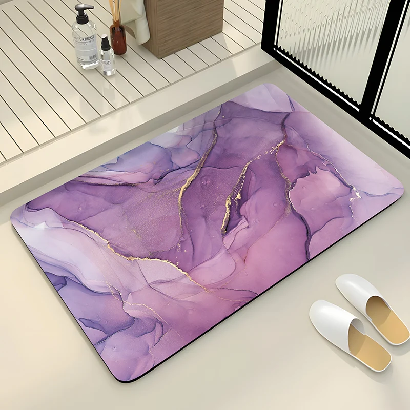 Luxury Stone Marble Bath Mat Anti Slip Shower Bathroom Carpet Absorbent Floor Foot Mat Quick Dry Toilet Rug Doormat Washable