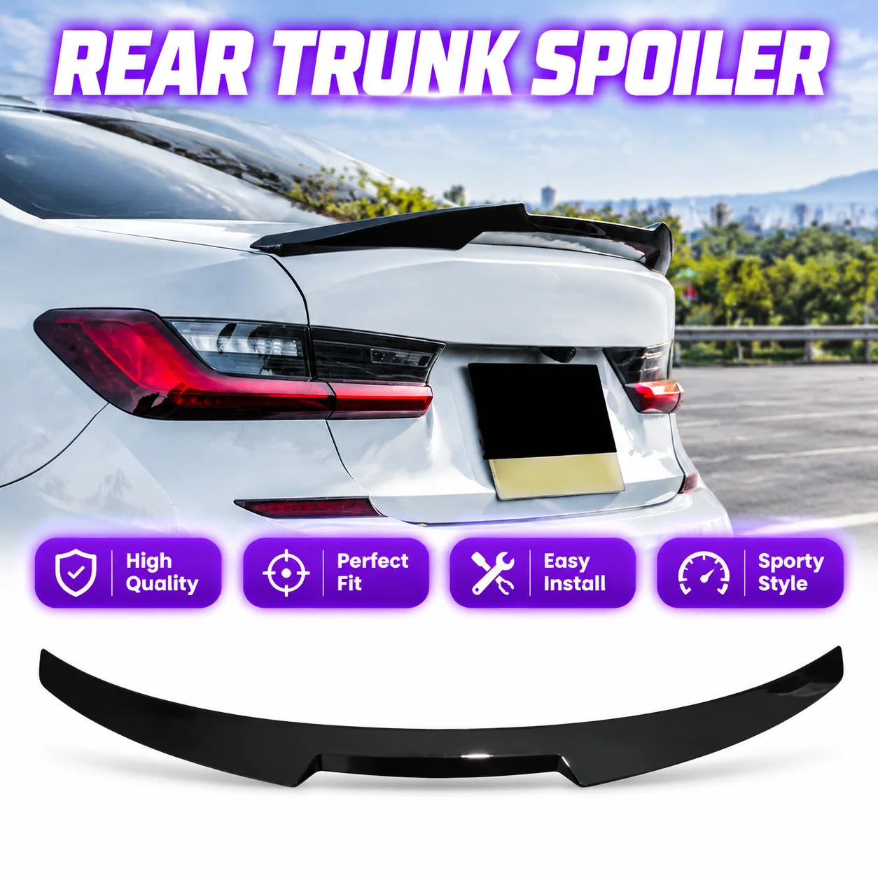 Spoiler per il portellone posteriore in stile M4 per BMW G20 G28 G80 Serie 3 dal 2019 in poi, accessorio per carrozzeria di alta qualità, aggiornamento estetico durevole, design aerodinamico sportivo,