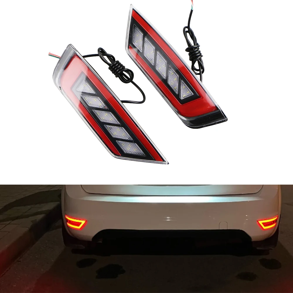 2Pcs LED Rear Bumper Reflector Light for Ford Focus 2 MK2 Hatchback Ecosport Escape Kuga 2009-2020 Rear Signal Fog Lamp