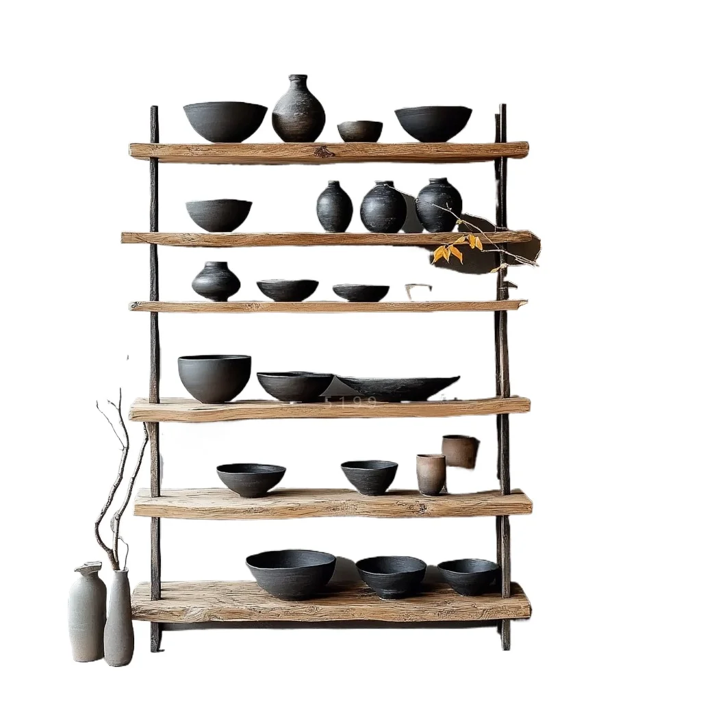 

Новая китайская твердая древесина в стиле ретро, простая бревенчатая стойка для хранения в маленькой квартире, китайская напольная стойка