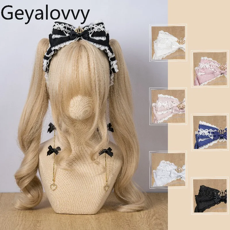 

Японский стиль 2026: Новая серийная партия, большой бантик для волос, тяжелая ручная работа, повязка на голову в стиле Лолита, головной убор KC, повязка для милых девушек