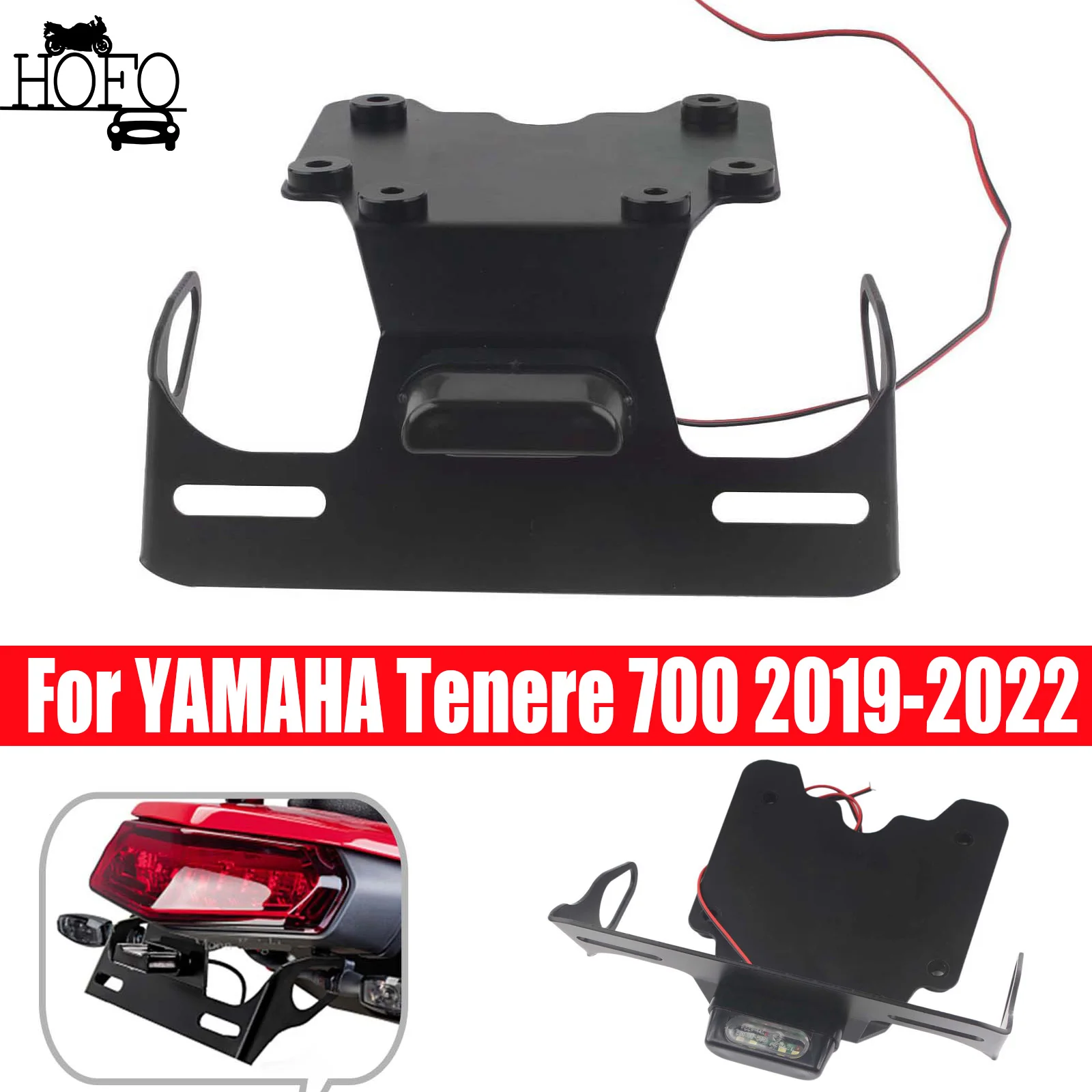 

License Number Plate Bracket Holder w/ LED Light For YAMAHA Tenere 700 2019-2022