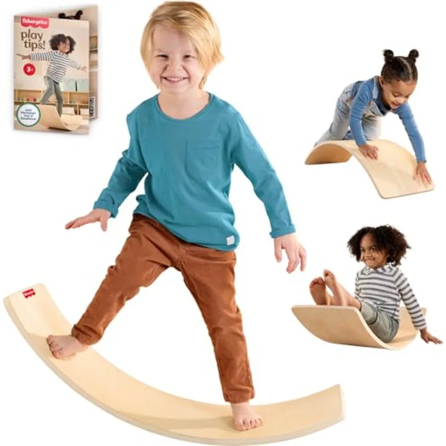 لعبة مونتيسوري الخشبية من FisherPrice لوحة توازن Rockin من جمعية مونتيسوري الأمريكية ختم التميز 31.7 بوصة مهارة حركية خشبية