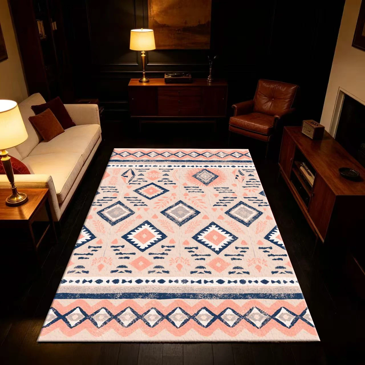 Bohemian Tribal Style Diamond Geometric Carpet Floor Decoration for Home Living Room Bedroom Interior Decor Carpet