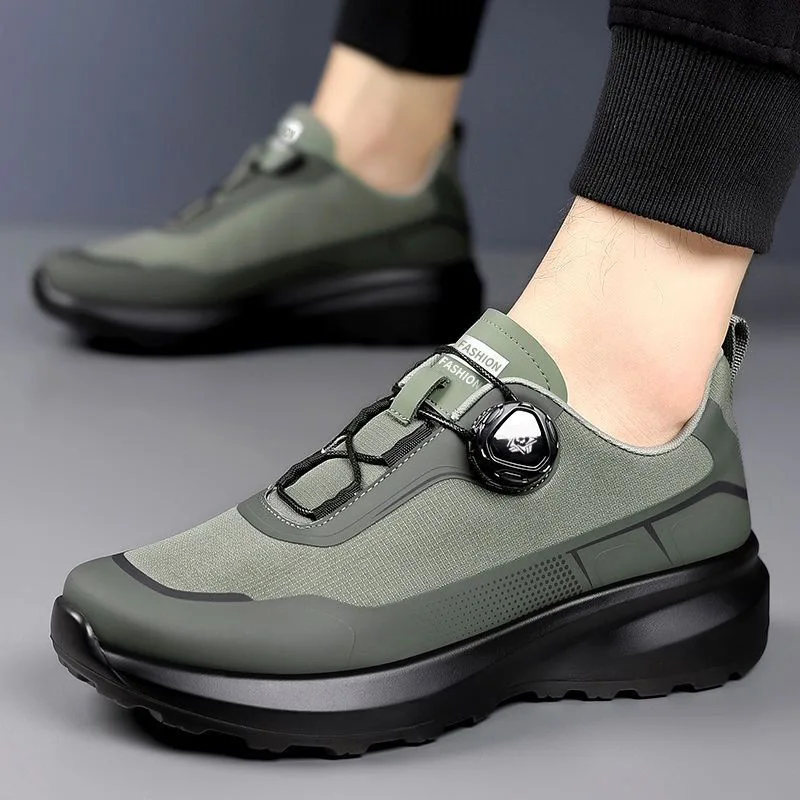Men's Outdoor Autumn Chunky-Soled Rotating-Button Sports Shoes Hiking Casual Footwear