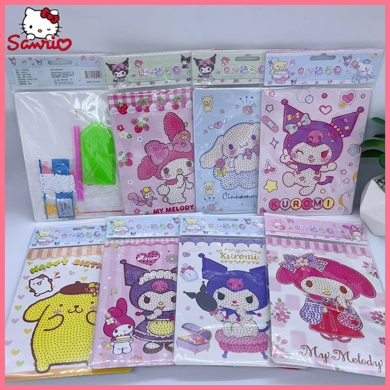 sanrio pintura diamante dos desenhos animados para criancas hello kitty minha melodia cinnamoroll artesanal pontilhada cristal brinquedo faca voce mesmo 16 pcs 01