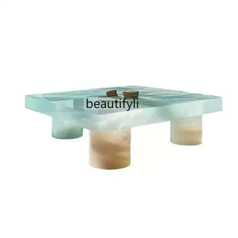 Luminous jade coffee table marble natural luxury stone crystal stone countertop living room household coffee table