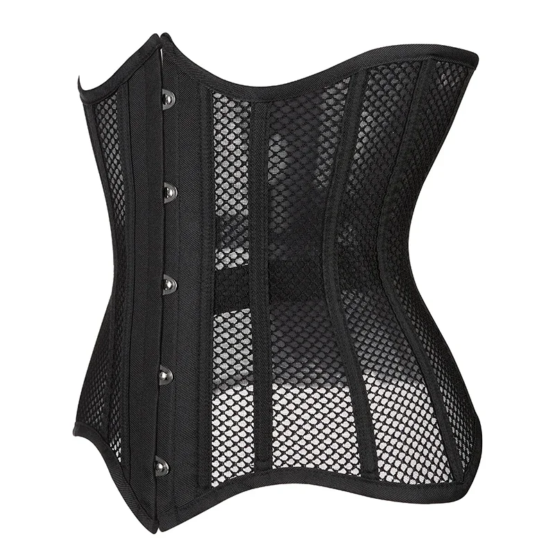 Women Corset 16 Steel Bones Underbust Bustier Waist Cincher Workout Shape Body Belt Shapewear Corsets Lingerie Plus Size Black