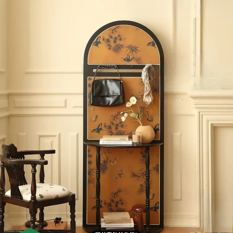 

Solid wood rattan screen partition, home blocking, antique rack in the entrance cabinet
