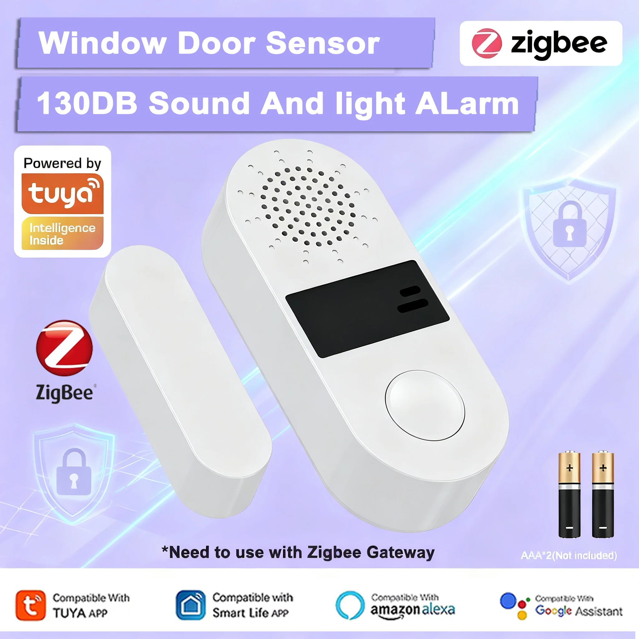 

Tuya Zigbee Smart Door Window Sensor | 130DB Anti-Theft Sound Light Alarm | Wireless Smart Life APP | Smart Home Scene Linkage