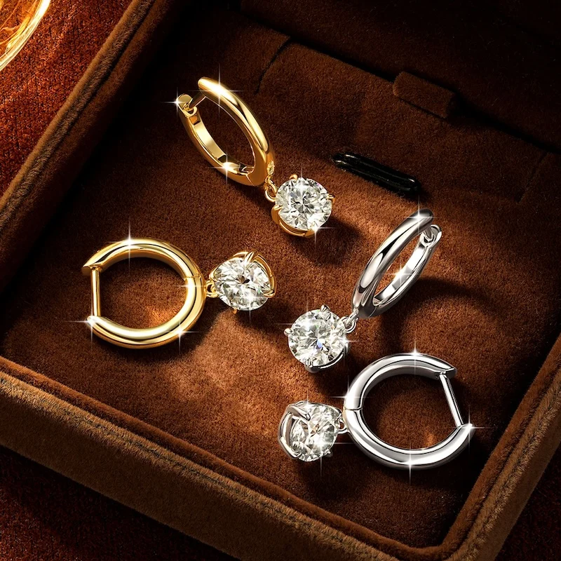 Rrjzz 6,5 mm Solitär-Moissanit-Diamant-Tropfenohrringe, hypoallergen, zierliche Hängeohrringe für Frauen, 1 Karat, Schmuckgeschenke – Detail 11