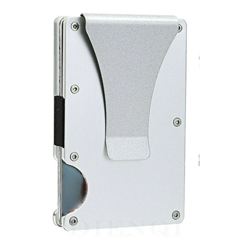 Minimalistische, schlanke RFID-blockierende Geldbörse für Herren – leicht, langlebig und kompakt – Aluminium-Geldbörse mit Geldklammer (schwarz) – Detail 5