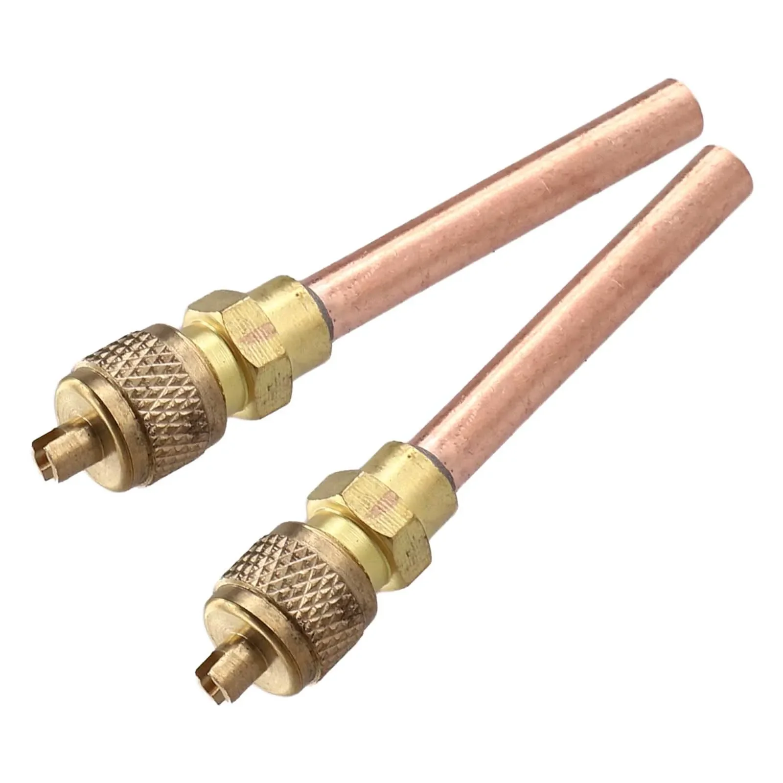 Copper Maintenance Valve 2pcs 50mm Ength Straight Through Core AC Refrigeration For Air Conditioners Maintenance Valve