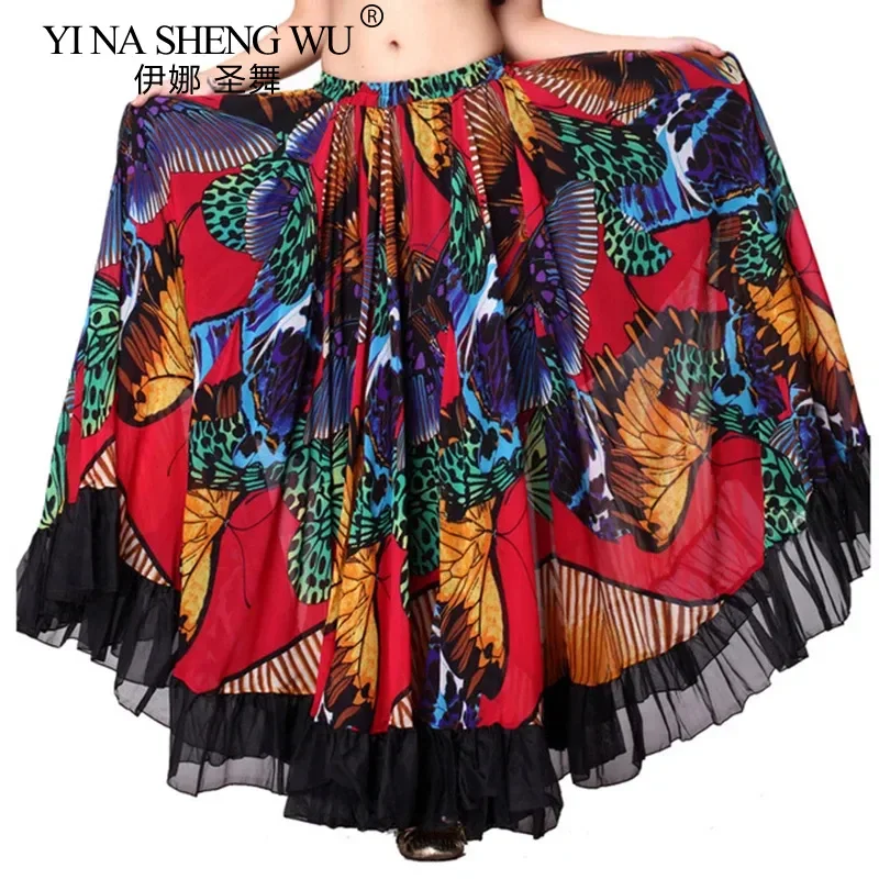 Vrouwen zigeunerrok voor buikdansen vlinderpatroon 360 graden volledige cirkel lange buikdansrokken