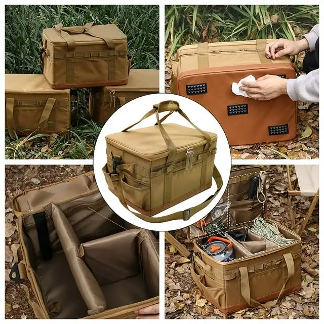 600D Camping Bag Large Capacity 30L 45L Black and Khaki Color Camping Storage Bag Portable Picnic BagOutdoor Camping Accessories