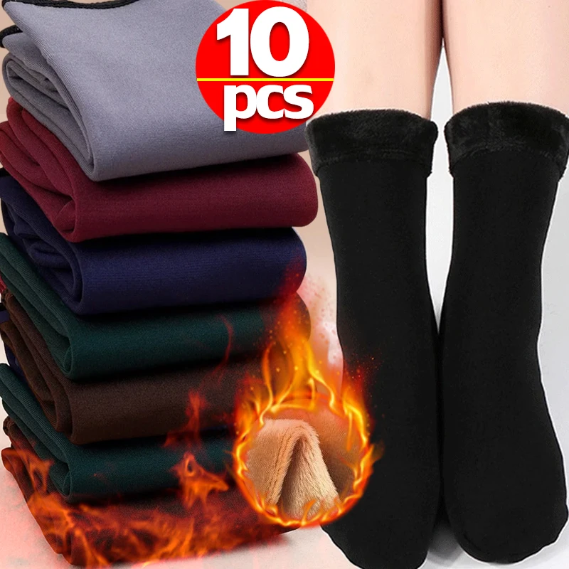 Winter Warm Women Socks Soft Thicken Thermal Plush Socks Girls Solid Color Velvet Wool Snow Boots Floor Socks Home Sleeping Sock