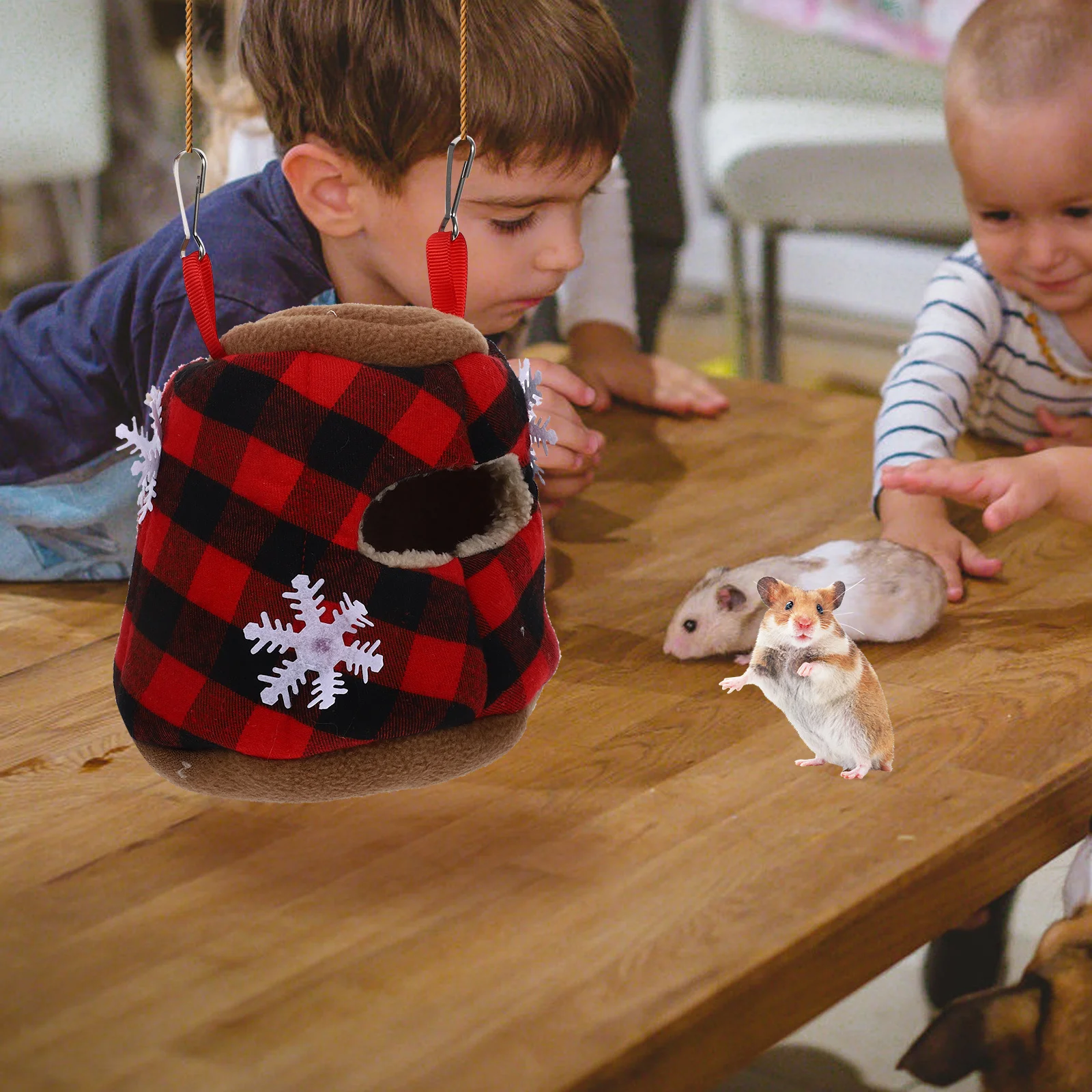 Świąteczny Hamak dla Chomika, Śnieżny, Bawełniany, Ciepły, do Klatki, Łóżko dla Małych Zwierząt, Hamak dla Świnek Morskich, Papugi, Kryjówka dla Świnek Morskich