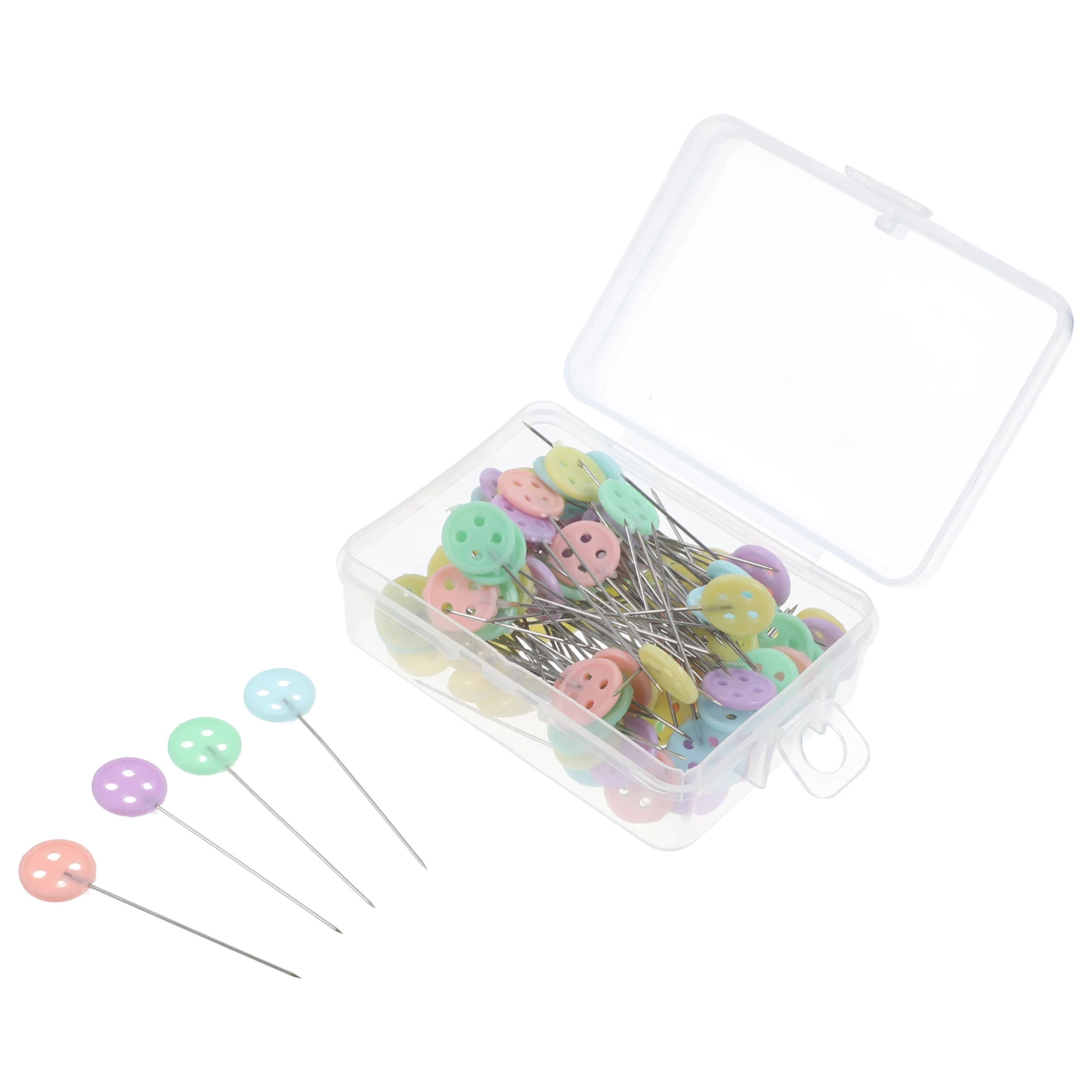 

100pcs Button Sewing Needles Small Plastic Straight Sewing Locating Needle Quilting Dress Making Mixed Color Craft Tools Pins