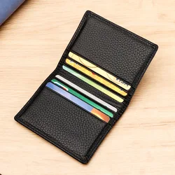 Leather Card Holder  for Men Minimalist Retro Design Slim Soft Zipper Business Card Holder