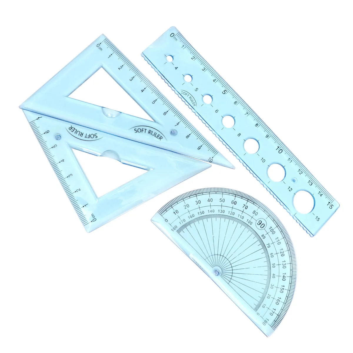 4 pcs 1 set Geometry Protractor Ruler School Drawing Tool Halloween Christmas New Year Geometry Ruler Set Maths Ruler Set