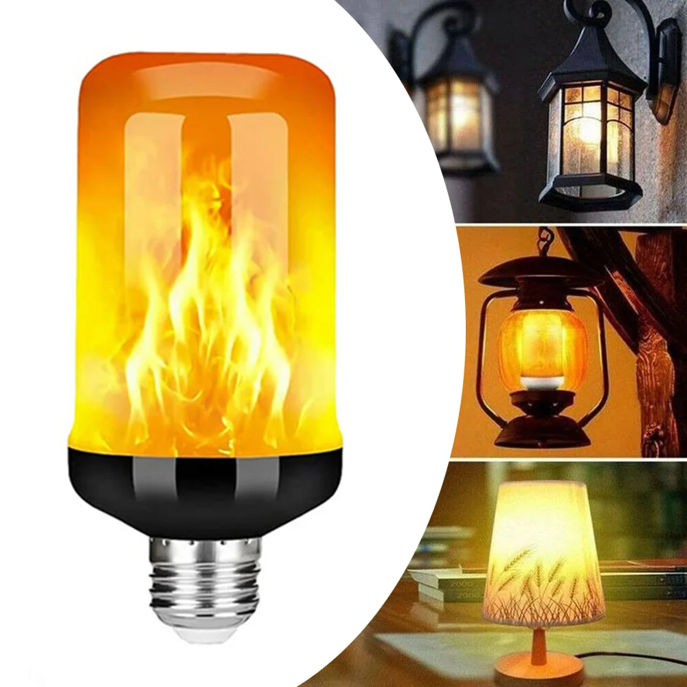 LED New Light Bulb E27 Dynamic Flame Effect Replacement Lamp Bulb Creative Flickering Fire Emulation Bulb for Home Hotel