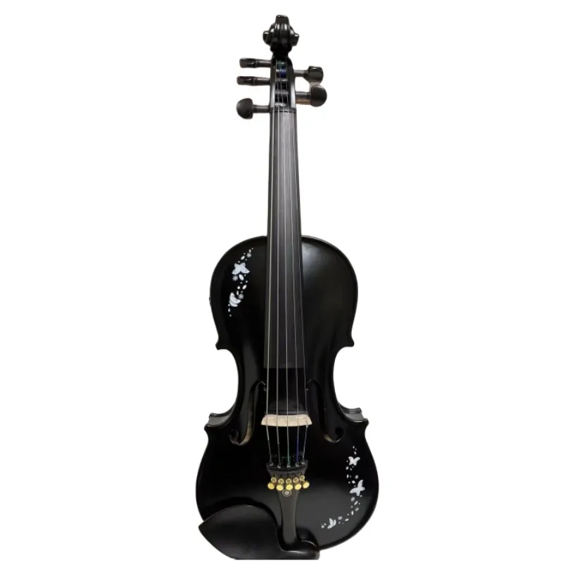 Black color drawing 5 strings 4/4 electric violin Acoustic violin  E-Violin