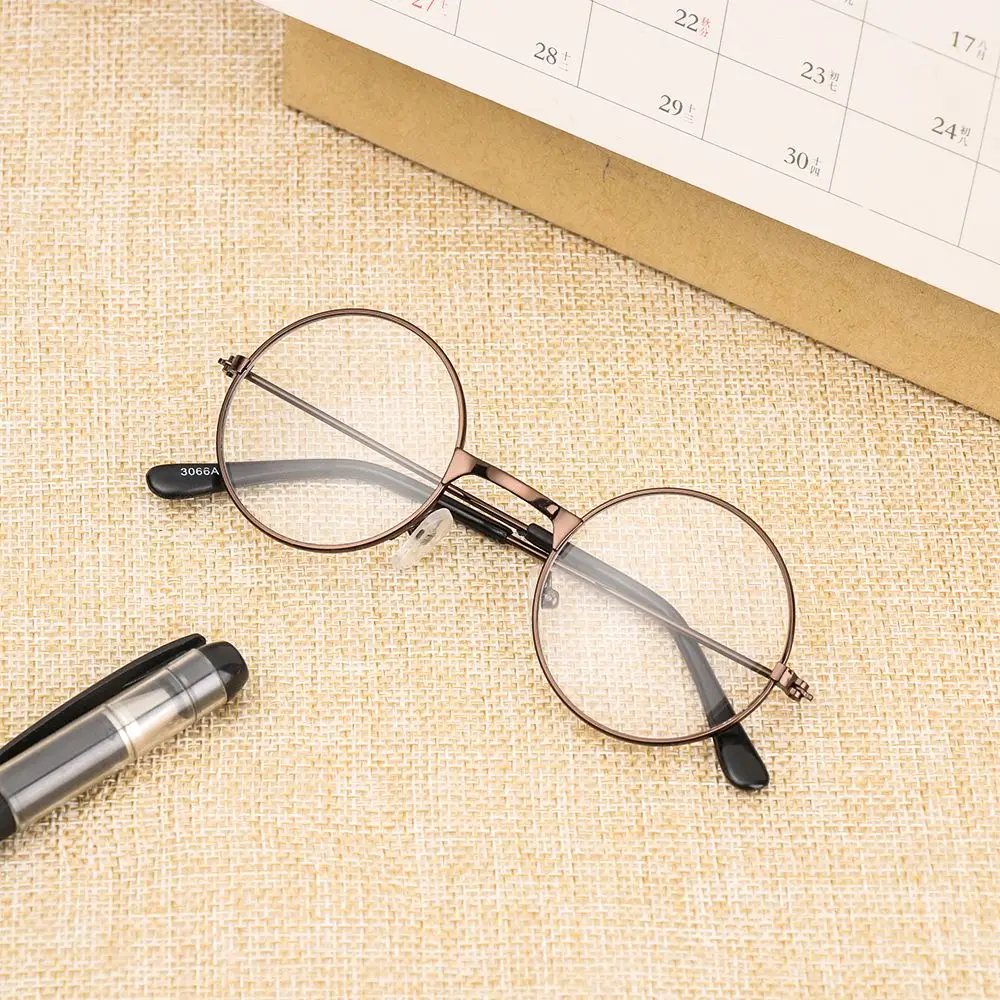 Photo Studio Shooting Girl Boy Round Decorative Glasses Children's Flat Mirror Retro Small Round Glasses Clothing Accesories