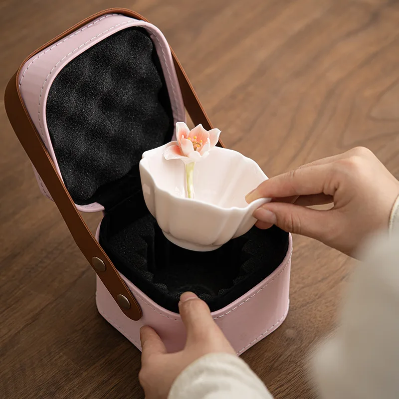 

Flower Petal Tea Cup, Pink Girl Gift, Tasting Cup, Chinese Tea Culture, Luxury Fashion Single Item, Personal Use, Master Teacup