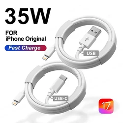35W Fast Charging USB Cable For iPhone 6S 7 8 14 Plus X XR XS Max 11 12 13 Mini 14 Pro Max Rapid Charge Cord USB C PD Data Cable