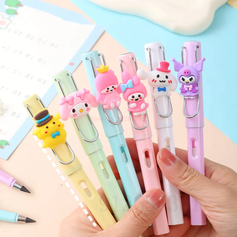 

6pcs Sanrio Eternal Pencil Kawaii Hello Kitty My Melody Kuromi Writing No Ink Pencils Art Sketch Pen Stationery School Supplies