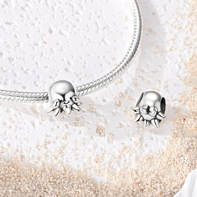 New 925 Sterling Silver Shy Little Octopus Charms Beads Fit 3mm Original Bracelet DIY Women Birthday Anniversary Jewelry Gif