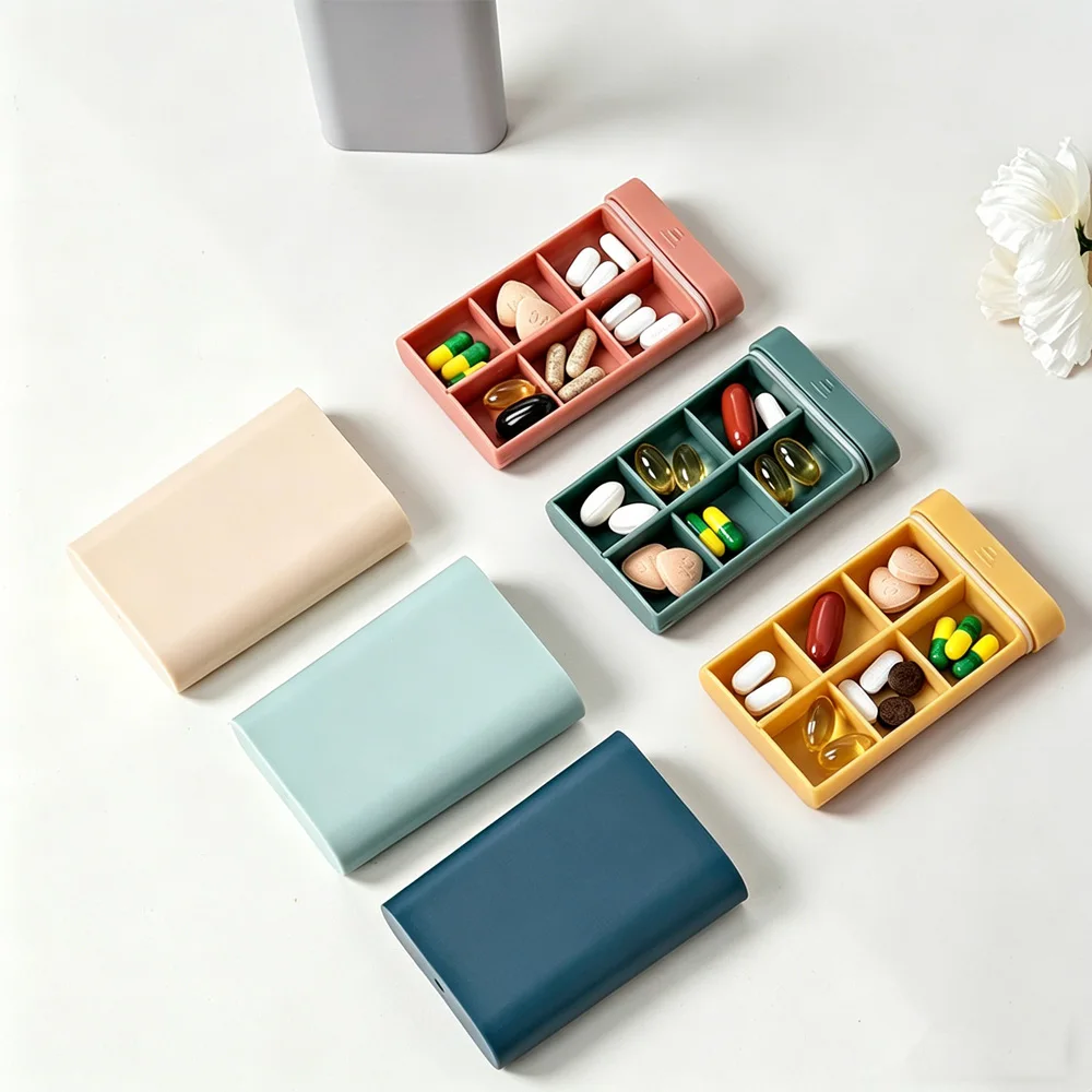 6 Grids Mini Pill Box Portable Travel Pill Case Medicine Organizer for Vitamins Supplements