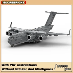 MOC Building Blocks Military Transport Aircraft Boeing C-17 Globemaster III Strategic Fighter Assembly Model Technical Brick Toy