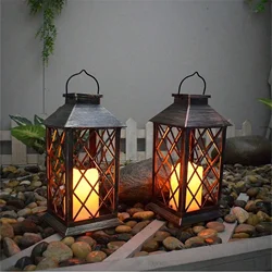 1pcs Solar Powered Hanging Lamp Flickering Flameless Candle Waterproof LED Light For Table Patio Lawn Outdoor Party Decorative