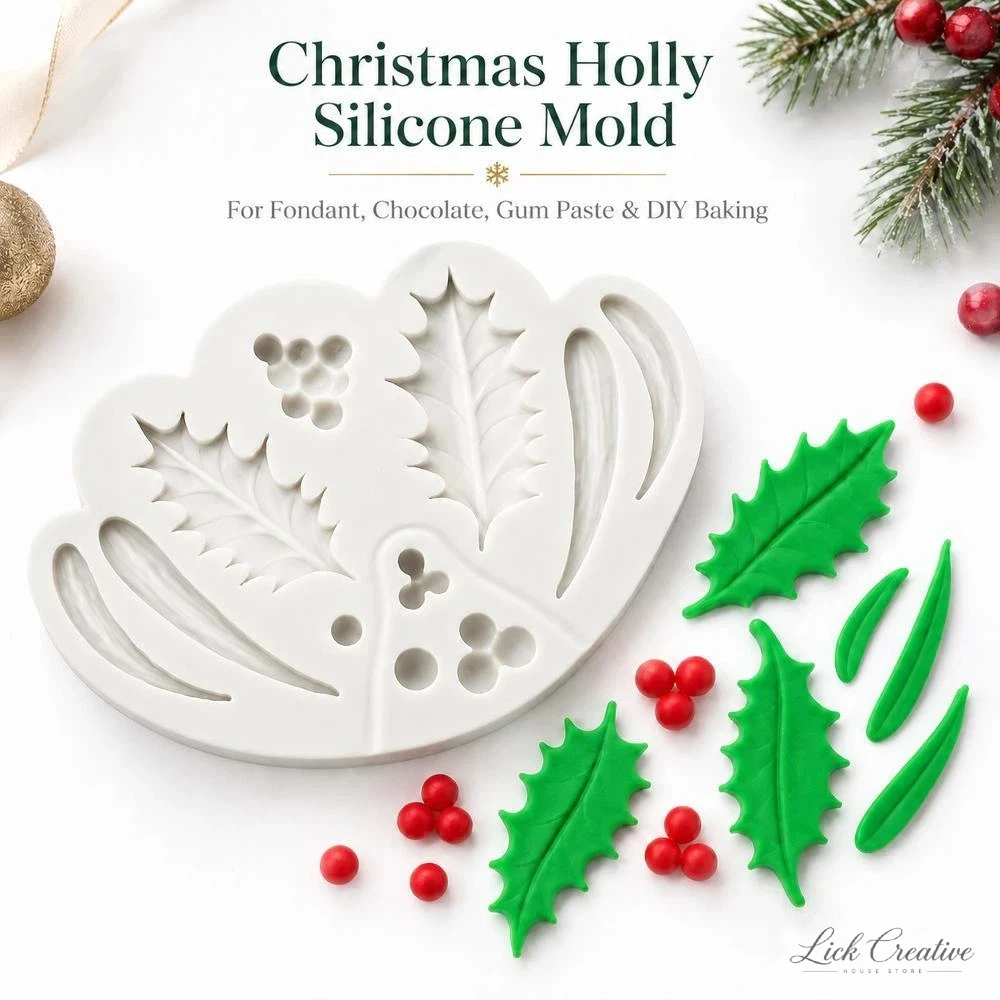 Christmas Holly Berry Leaf Silicone Mould DIY Fondant Chocolate Candy Cake Decorating Baking Pastry Dessert Tool Supplies