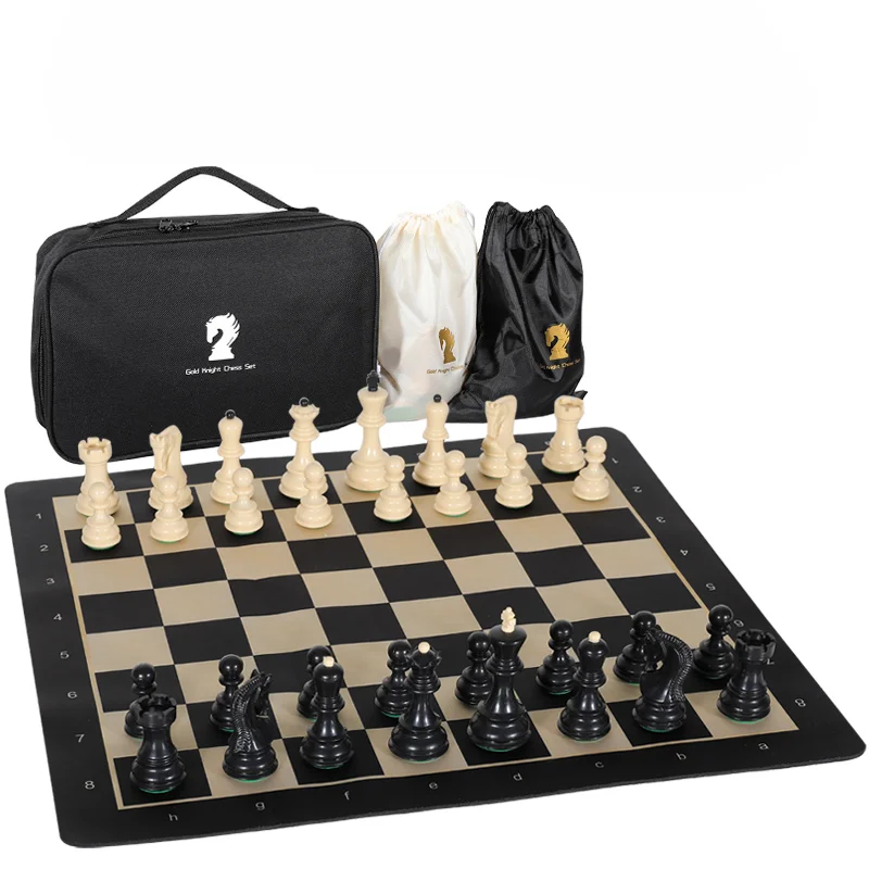 20-Inch Portable Folding Chess Board with Weighted Pieces Tournament-Grade  Ideal for Adults and Beginners