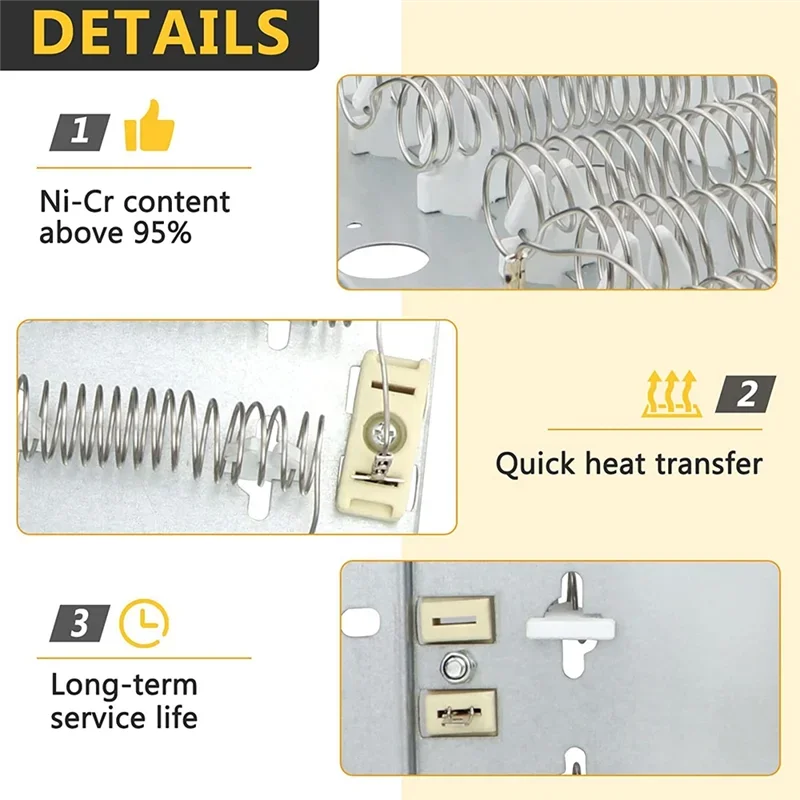 WPY503978, 510329P, AP6024199 Dryer Heating Elements Kit Fit Speed Maytag Queen Magic Amana Replaces 503978 14218929