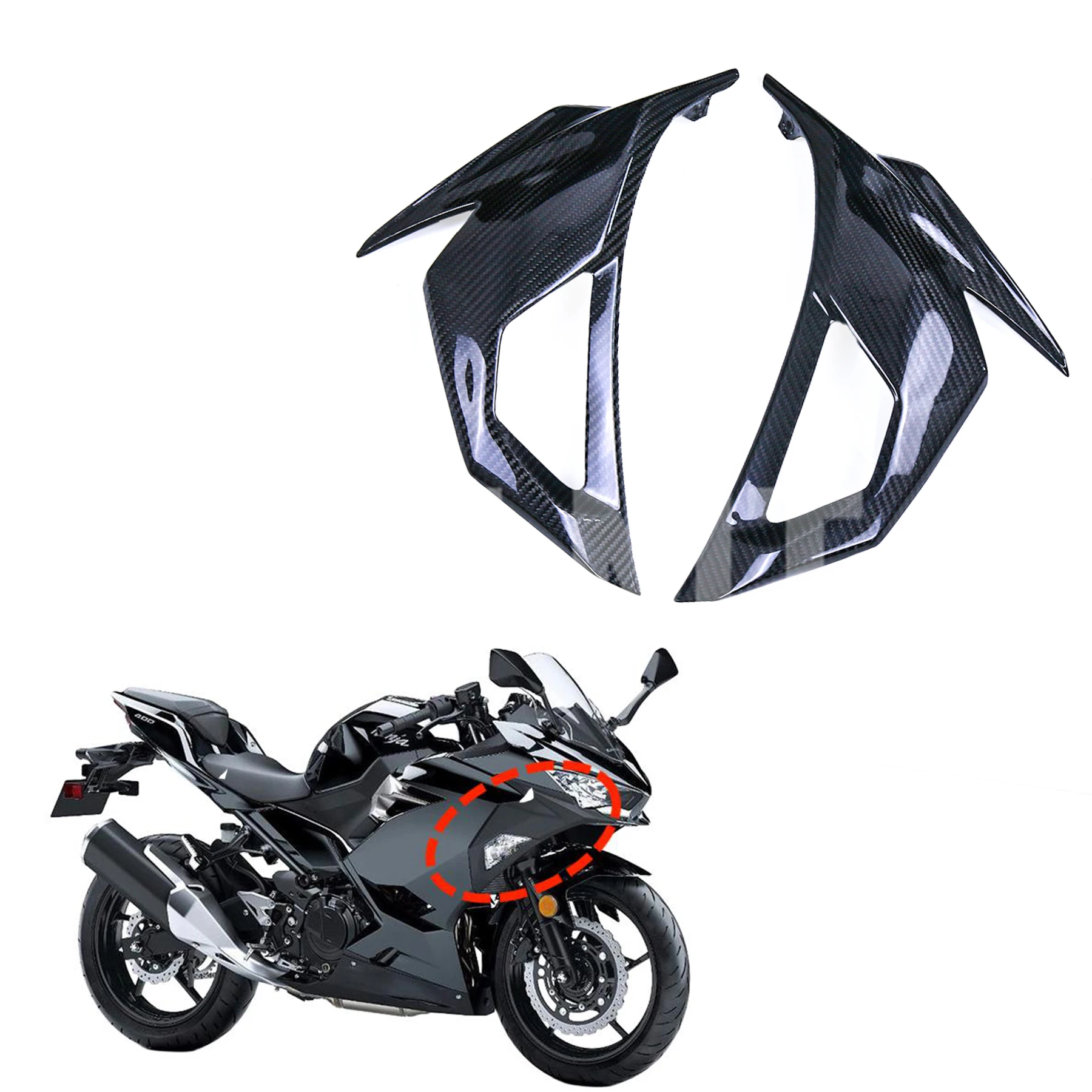 Front Upper Side Panel Cover Plate Side Panel Fairing Fuel Tank Plate For NINJA400 ninja250 EX400 2018 2019 2020 2021 2022 2023