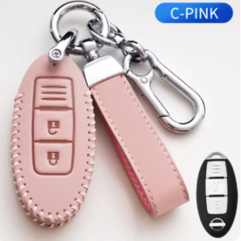 Skórzane etui na kluczyk samochodowy do Nissan Qashqai Juke J10 J11 X-Trail T32 T31 Kicks Tiida Pathfinder Note Infiniti