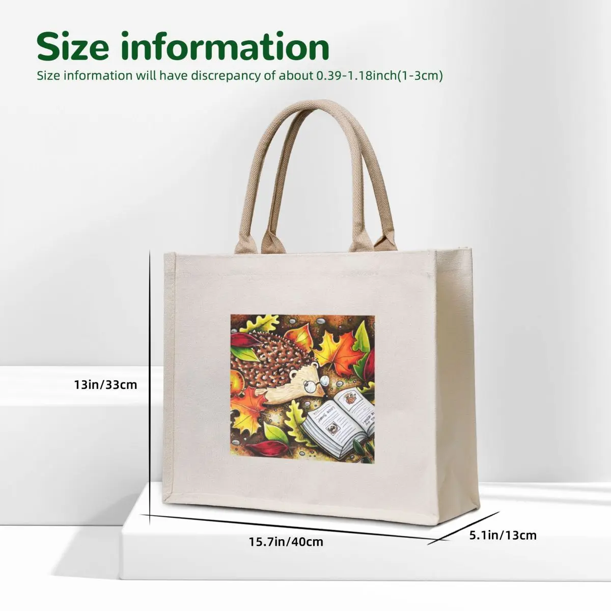 Hedgehog Reading Tote Bag shopping cart bags tote bag university tote bag Reusable bags