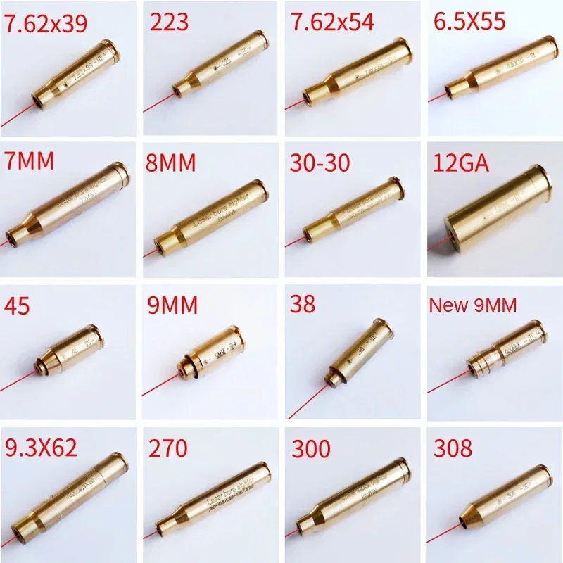 Tactical Red Bore Laser Sight Boresighter 12GA 20GA 5.45×39 7.62×54 7.62×39 .308 9mm Laser Training Rifle Hunting Snap Caps