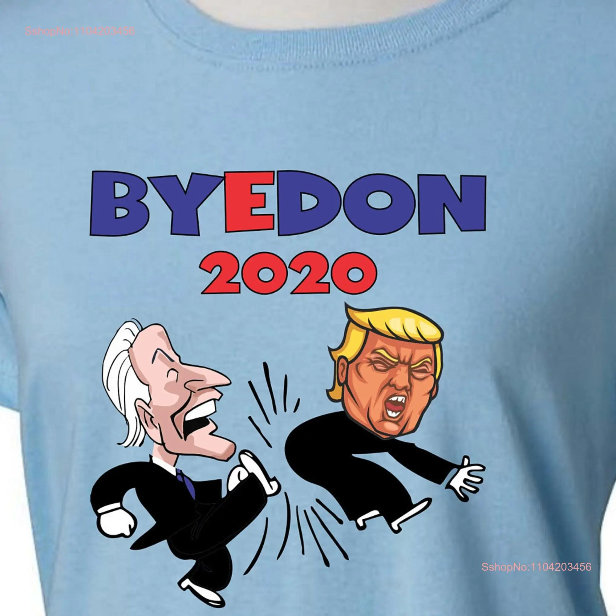 BYEDON 2020 cartoon Women's T shirt in many color options bye don trump biden election white house funny donald joe