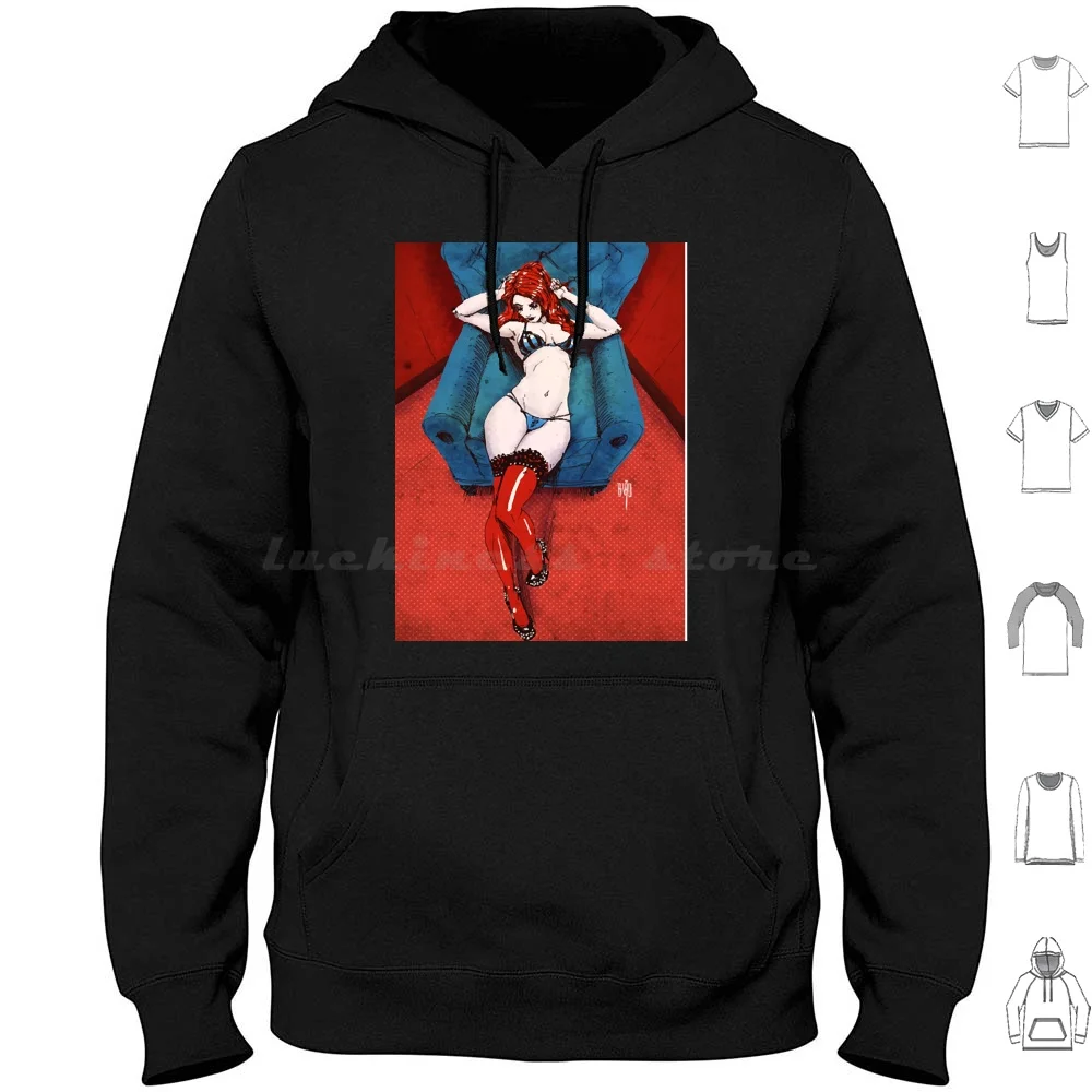 Christine Hoodies Long Sleeve Bdsm Sexy Dominatrix Kinky Bondage Fashionable Provocative Up Sketch Leather Fetish