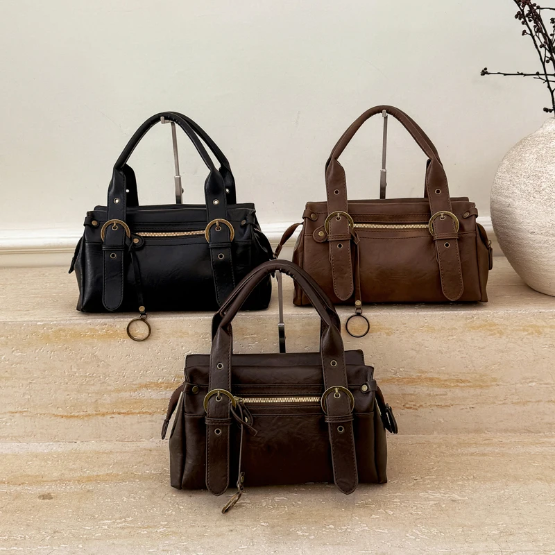 حقائب صغيرة الحجم بمقبض علوي للنساء 2025 محفظة فاخرة وحقيبة يد عالية الجودة غير رسمية للشارع لون نقي حقيبة كتف بوسطن #6