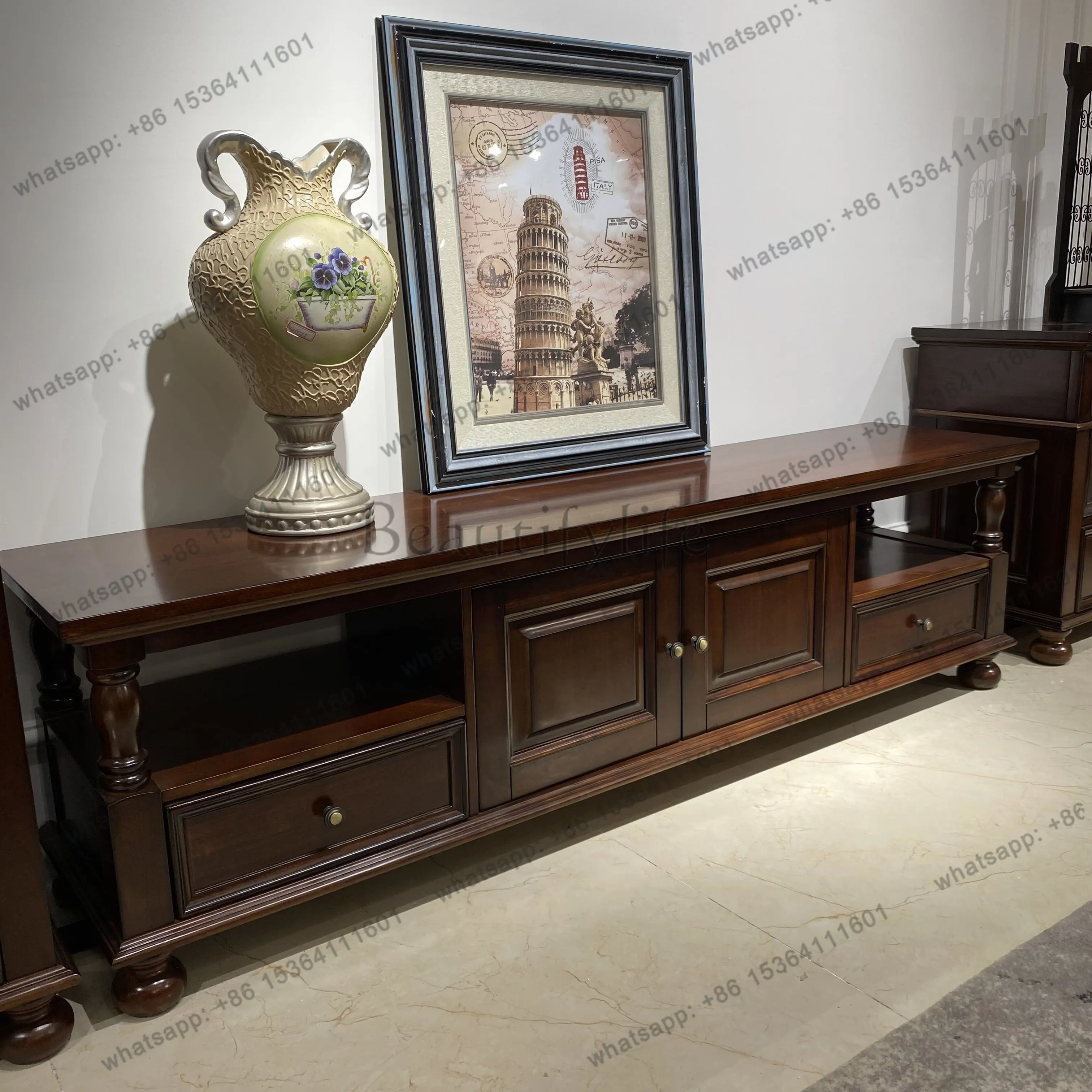 

American solid wood TV cabinet size: length 1790*width 400*height 505mm