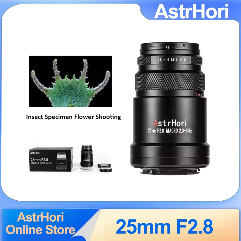 

AstrHori 25mm F2.8 2X-5X Ultra Macro Lens Full Frame Manual Focus For Canon RF Nikon Z Fuji X Panasonic L Sony E Mount Cameras