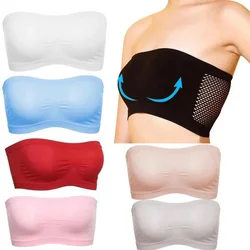 Sujetador de tubo de malla transpirable para mujer, Tops cortos invisibles sin tirantes, Bralette Sexy, ropa interior de Bandeau